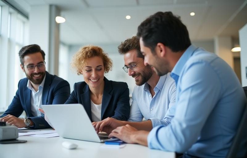 PrintSmart Solutions team collaborating in a modern office