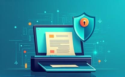Illustration representing data security and a printer